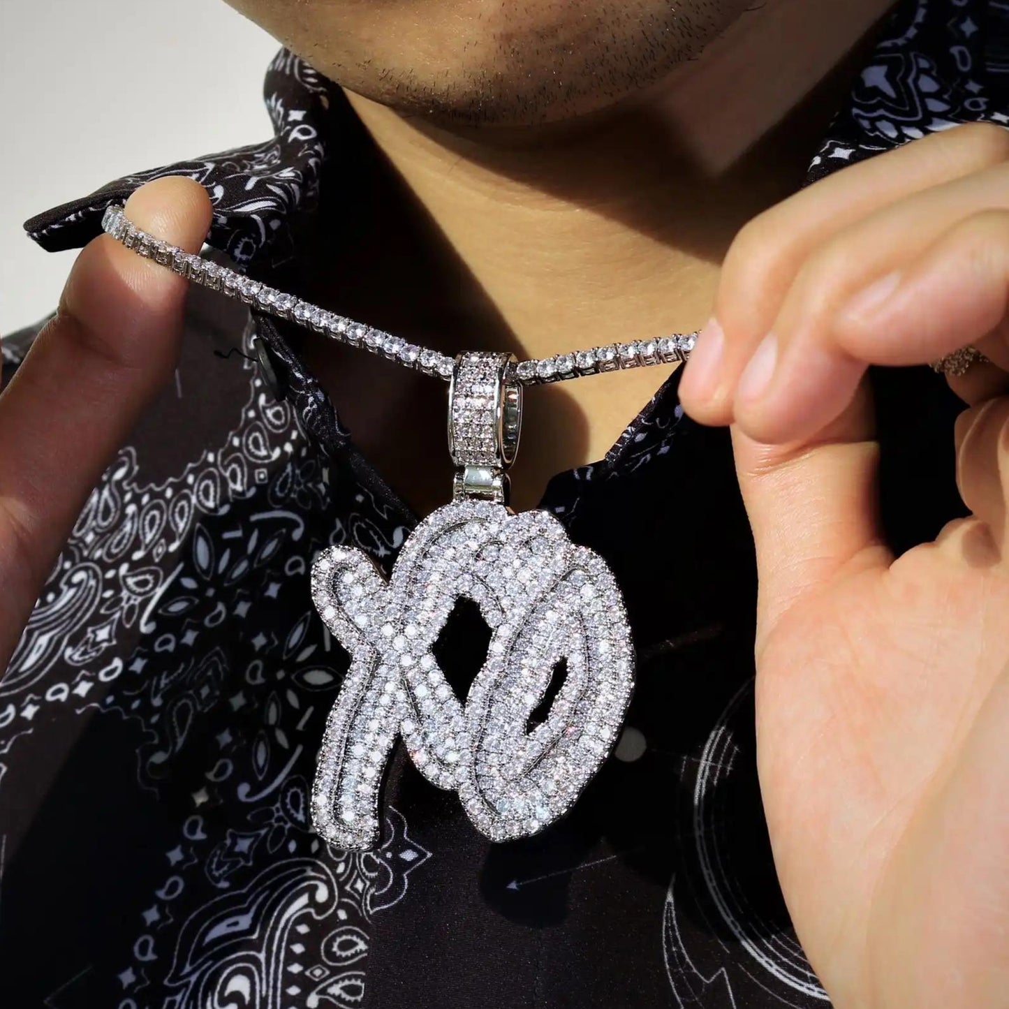 Moissanite OG Iced-Out XO Pendant + Tennis Chain